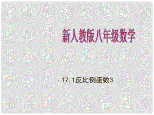 河南省范縣白衣閣鄉(xiāng)二中八年級(jí)數(shù)學(xué)下冊(cè) 17.1 反比例函數(shù)課件3 新人教版