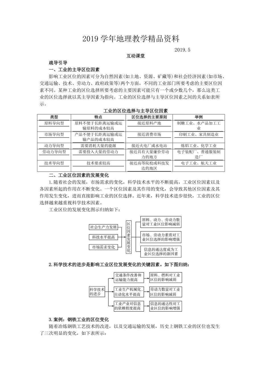 地理人教版必修2課堂探究學(xué)案：第四章第一節(jié) 工業(yè)的區(qū)位因素與區(qū)位選擇 Word版含解析_第1頁