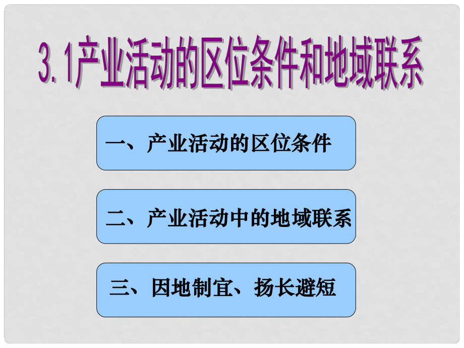 廣東省佛山市順德區(qū)高一地理 31產(chǎn)業(yè)活動(dòng)課件 新人教版_第1頁(yè)