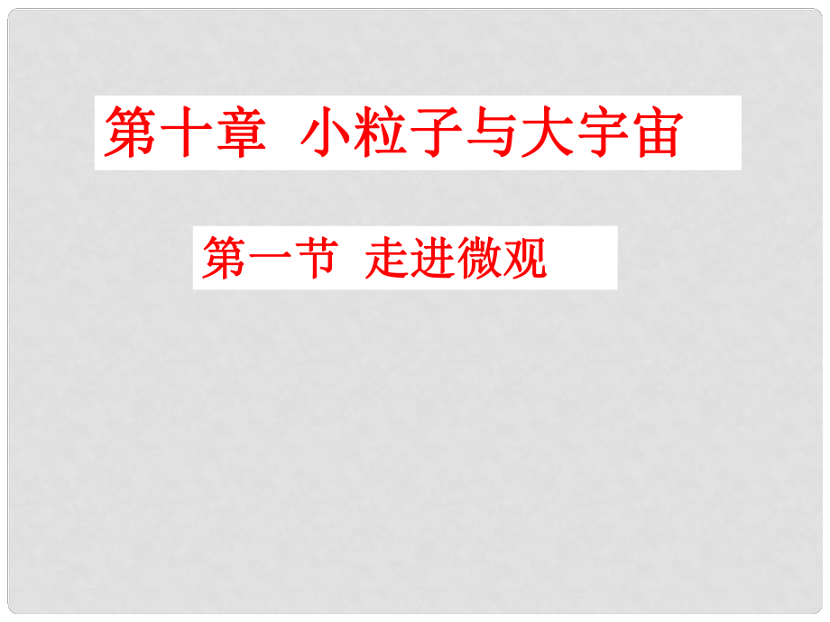 山东省青岛市城阳区第七中学八年级物理全册 10.1 走进微观教学课件 沪科版_第1页