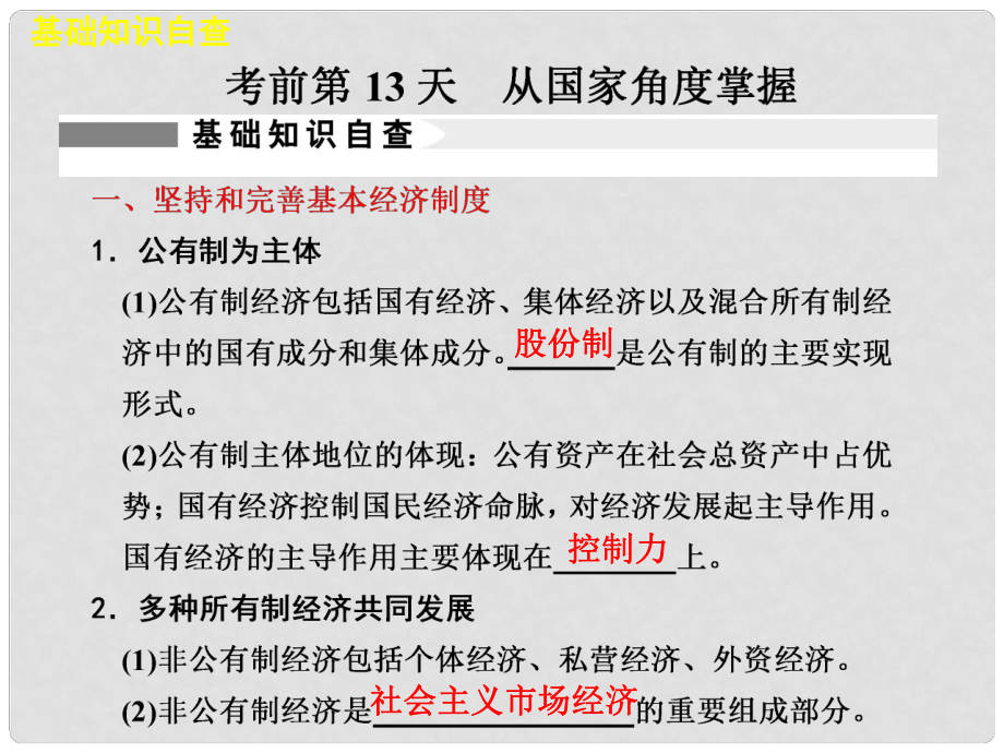 高考政治二輪復(fù)習(xí)及增分策略 考前第13天配套課件 新人教版_第1頁