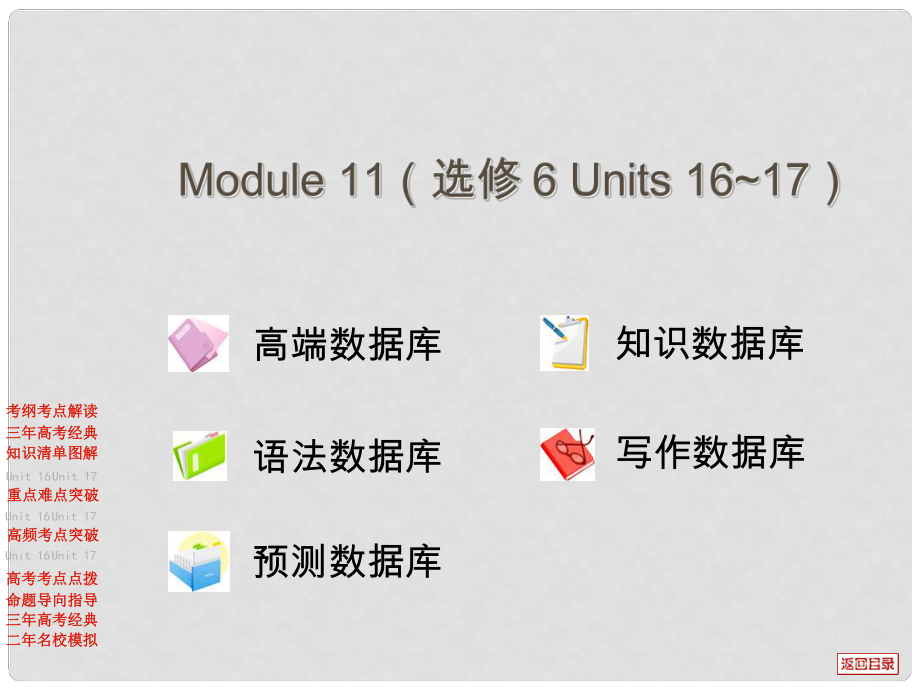 高考英語一輪 Module 11（Units 16~17）課件 北師大版選修6_第1頁