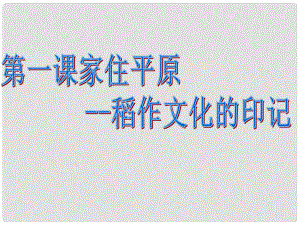 七年級歷史與社會上冊 第三單元第一課 家住平原 第一框 稻作文化的印記課件 人教版