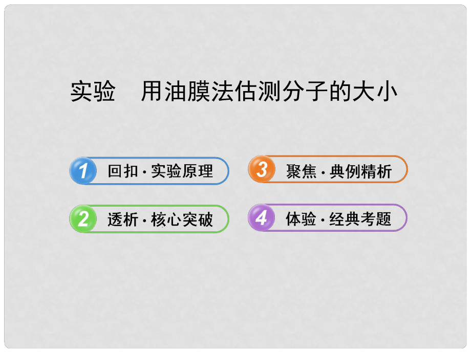 （廣西專用）高考物理一輪復(fù)習(xí) 第八章 實(shí)驗(yàn)用油膜法估測分子的大小課件 新人教版_第1頁