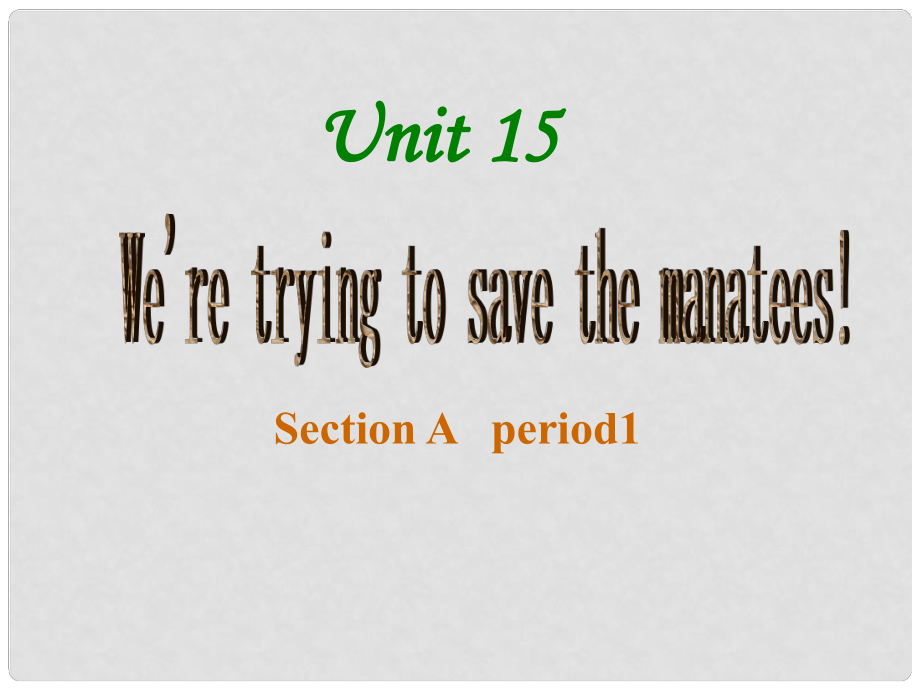 浙江省溫州市第二十中學(xué)九年級(jí)英語(yǔ)全冊(cè) Unit 15 We’re trying to save the manatees Section A課件 人教新目標(biāo)版_第1頁(yè)