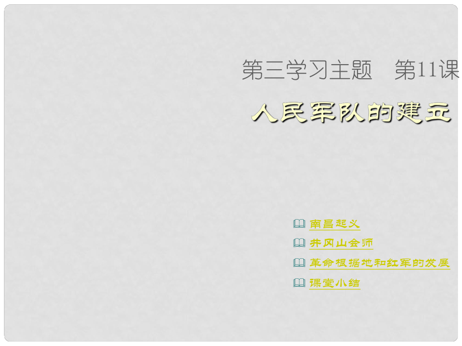 天津市濱海新區(qū)塘沽鹽場中學(xué)八年級歷史上冊《第11課 人民軍隊的建立》課件 川教版_第1頁