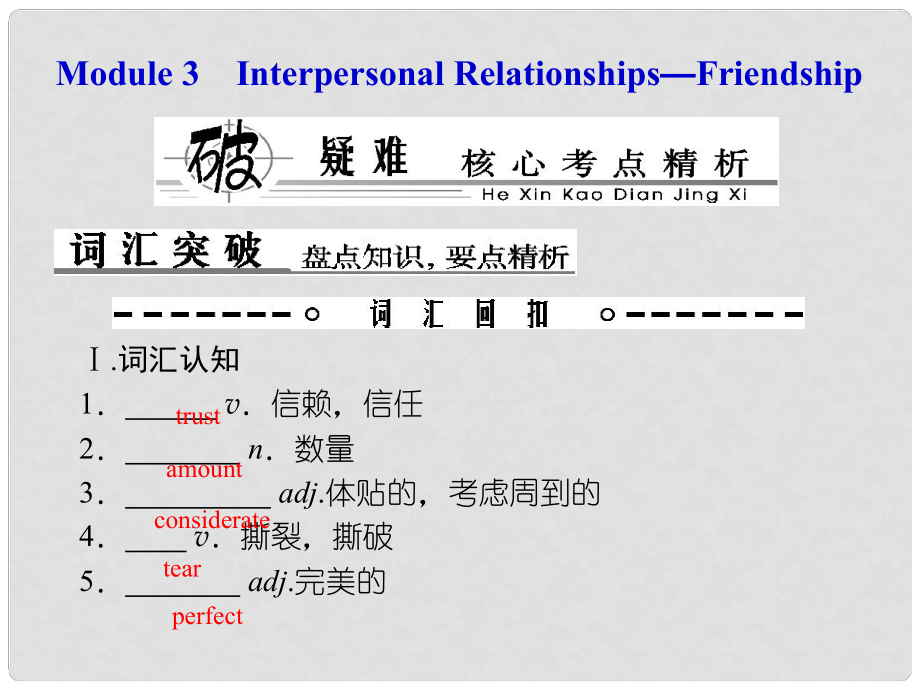 高考英语总复习 Book 6 板块十一 Modules 3 Interpersonal Relationships—Friendship课件 外研版_第1页