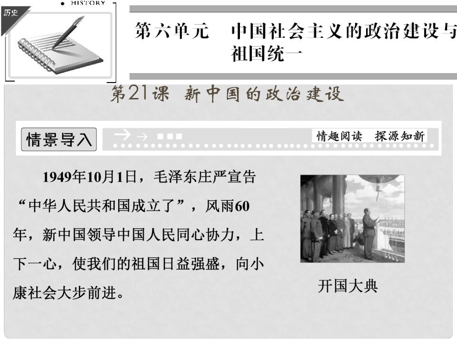 高中历史 第六单元《第21课 新中国的政治建设》复习配套课件 岳麓版必修1_第1页