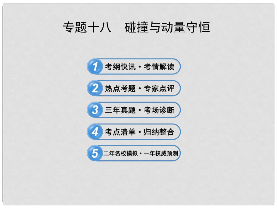 高考物理三輪沖刺 專題十八 碰撞與動量守恒課件_第1頁