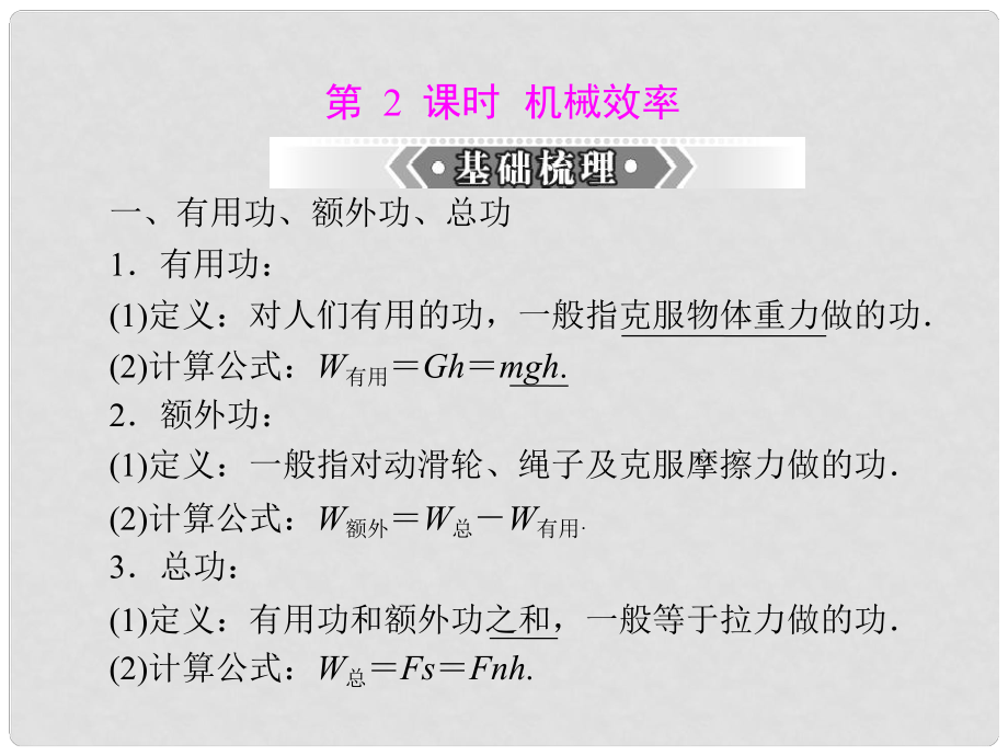 湖南省鳳凰縣官莊鄉(xiāng)中學(xué)中考物理 機械效率復(fù)習(xí)課件 新人教版_第1頁