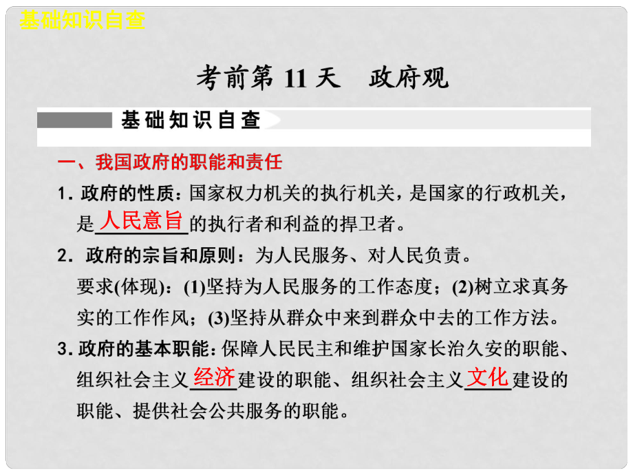 高考政治二轮复习及增分策略 考前第11天配套课件 新人教版_第1页