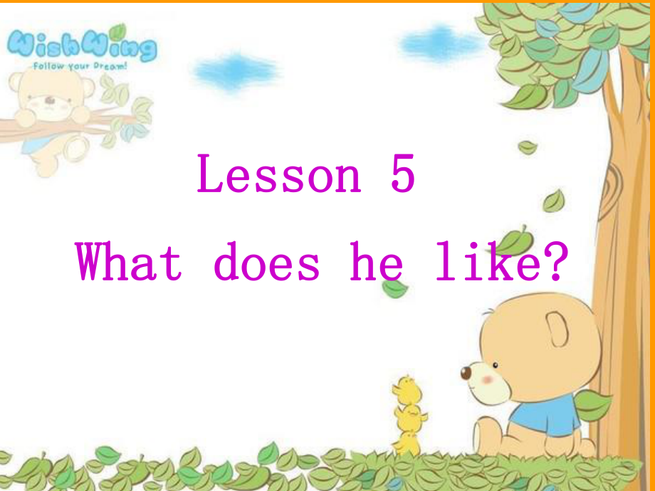 科普版英語五上Lesson 5What does he like課件1_第1頁(yè)