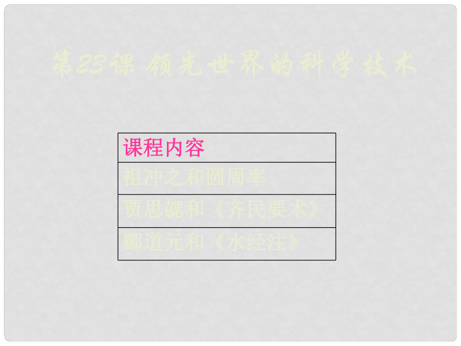 廣東省中大附中三水實(shí)驗(yàn)學(xué)校七年級(jí)歷史上冊(cè)《領(lǐng)先世界的科學(xué)技術(shù)》課件（1） 北師大版_第1頁