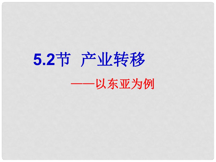 河南省洛阳市中成外国语学校高中地理 产业转移 以东亚为例课件 新人教版必修3_第1页