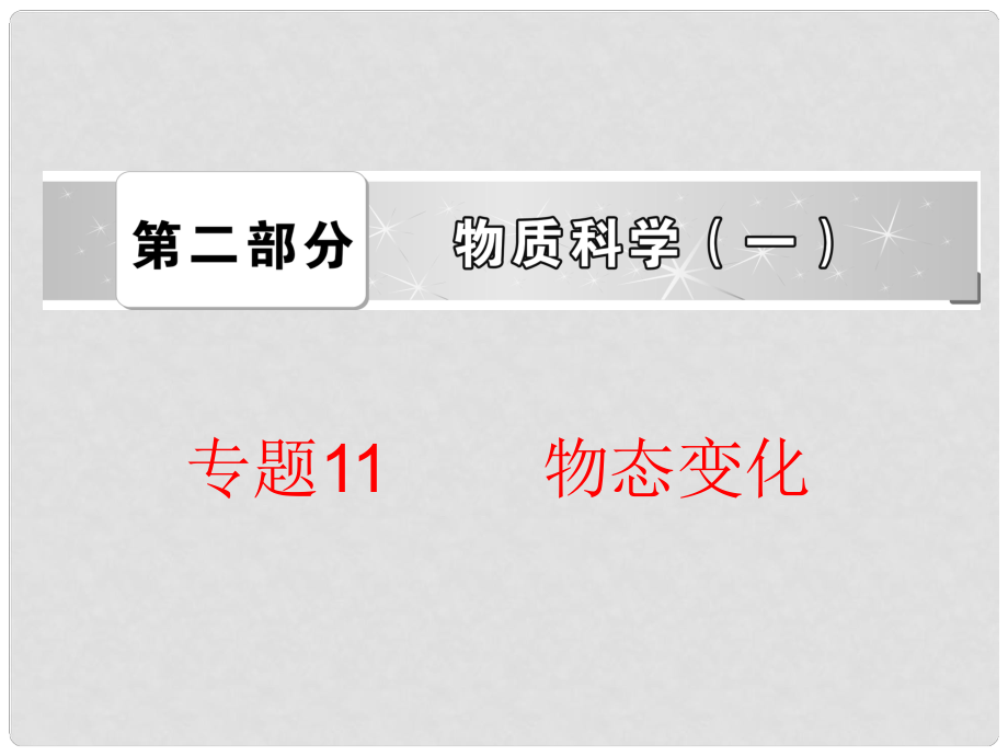 中考科學(xué)總復(fù)習(xí) 第二部分 物質(zhì)科學(xué)（一）專題11 物態(tài)變化（含13年中考典例）課件 浙教版_第1頁