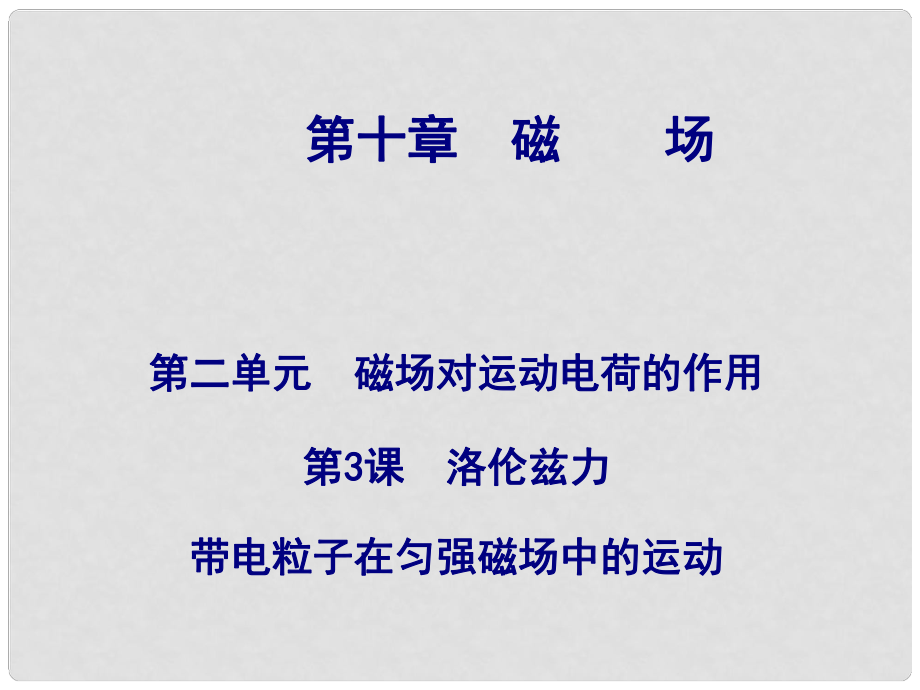 高考物理總復(fù)習(xí) 第十章 第3課 洛倫茲力 帶電粒子在勻強(qiáng)磁場(chǎng)中的運(yùn)動(dòng)課件_第1頁(yè)