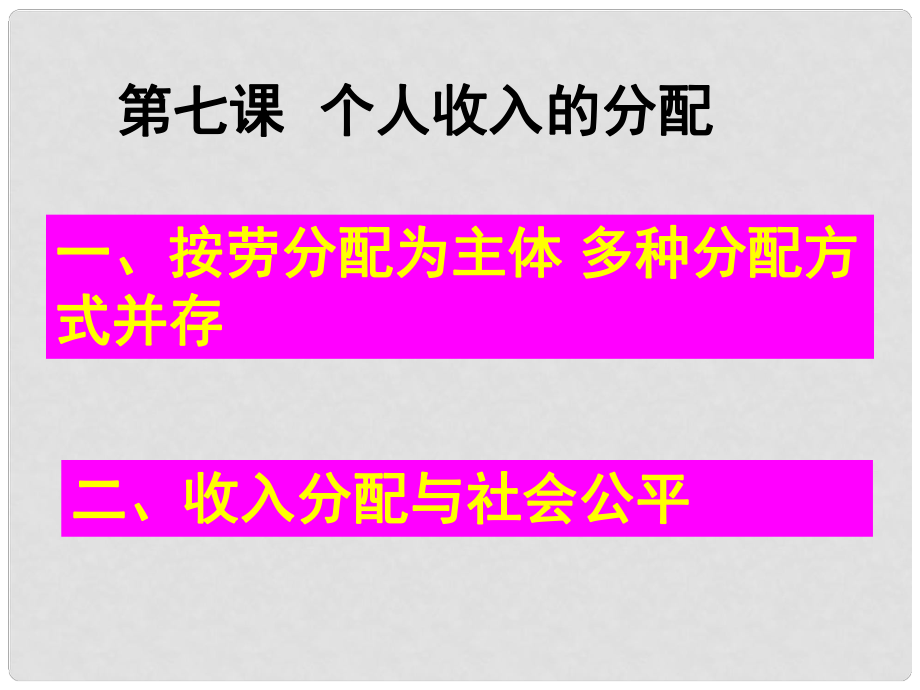 福建省莆田市第八中學高一政治 第7課 個人收入的分配課件 新人教版_第1頁