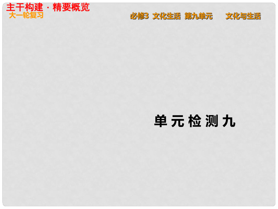 高考政治一輪復(fù)習(xí) 單元檢測(cè)九 文化與生活課件 新人教版必修3_第1頁(yè)