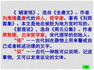 山東省肥城市石橫鎮(zhèn)初級中學(xué)八年級語文下冊《陋室銘、愛蓮說》課件 新人教版