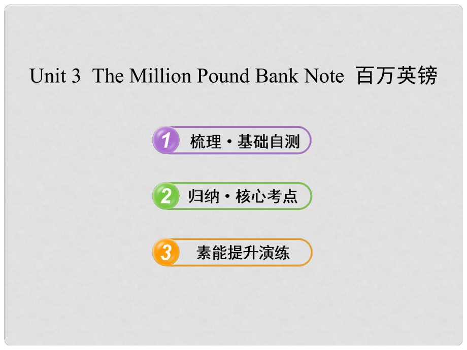 高中英语 高中英语 Unit 3 The Million Pound Bank Note课件 新人教版必修3_第1页