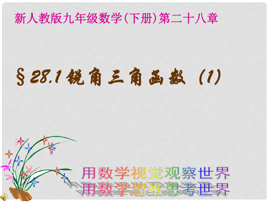 廣東省羅定市黎少中學九年級數(shù)學下冊 28.1 銳角三角函數(shù)課件（1） 新人教版_第1頁