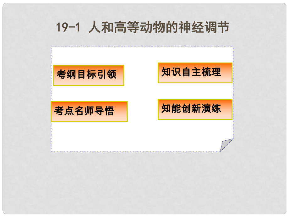 高三生物3年高考2年模擬 191人和高等動物的神經(jīng)調(diào)節(jié)課件_第1頁