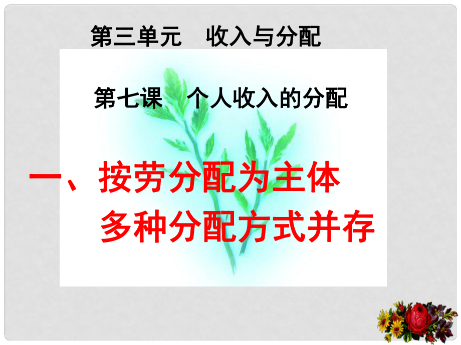 高一政治 按勞分配為主體多種分配方式并存課件 新人教版必修1_第1頁