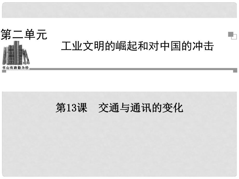 高中歷史 第二單元第13課 交通與通訊的變化同步輔導(dǎo)與檢測(cè)課件 岳麓版必修2_第1頁(yè)