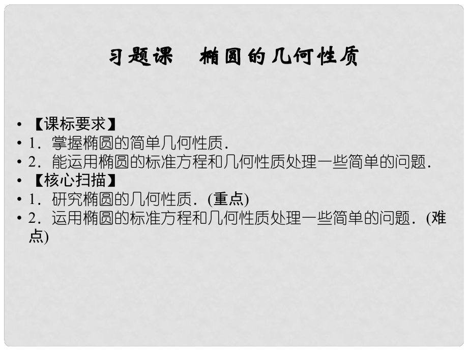 高中數(shù)學(xué) 222習(xí)題課橢圓的幾何性質(zhì)課件 蘇教版選修21_第1頁