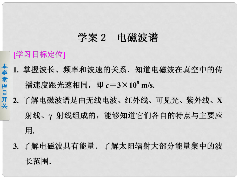 高考物理 42 電磁波譜課件 新人教版選修11_第1頁