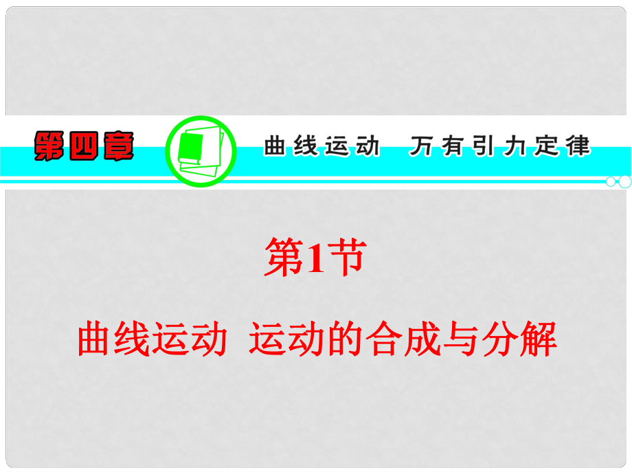 高考物理一輪復習方案 （高頻考點+熱點導練+歷年高考題）第4章 第1節(jié) 曲線運動 運動的合成與分解課件 新人教版_第1頁