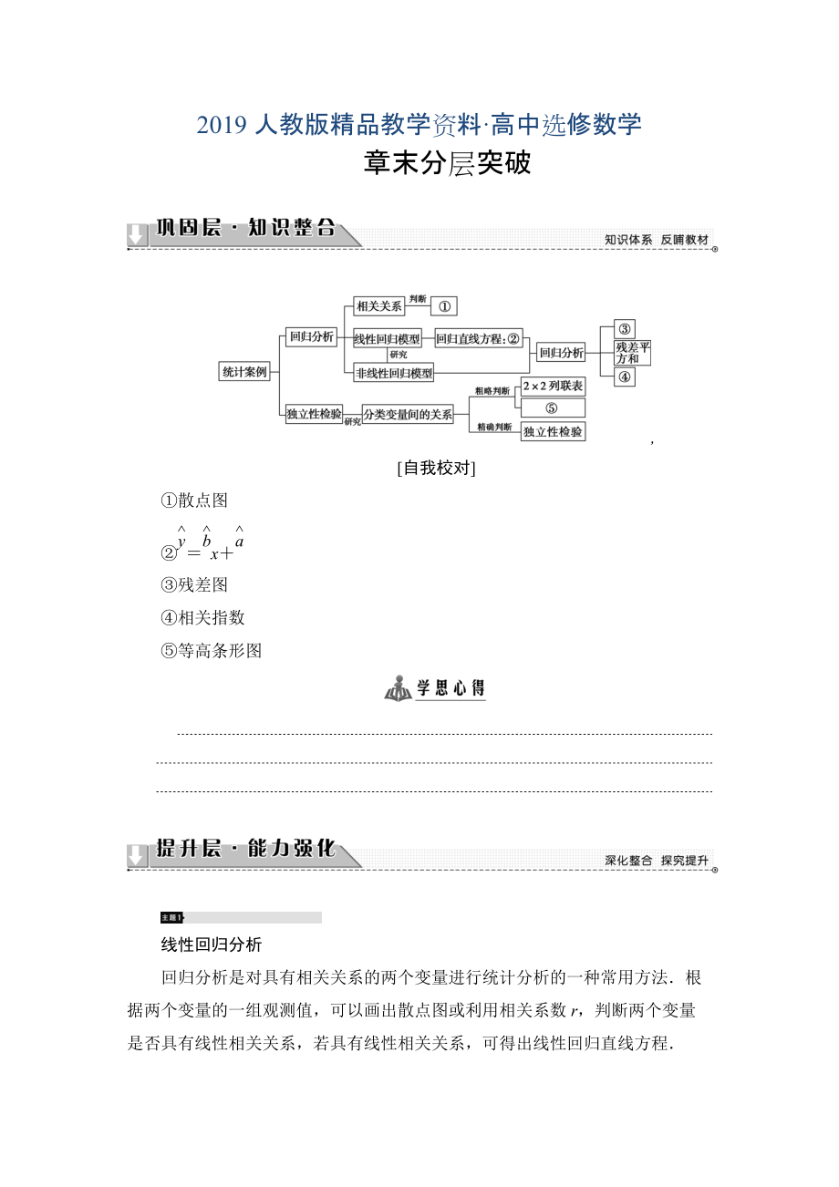 人教版 高中數(shù)學(xué) 選修23 學(xué)案第3章章末分層突破_第1頁