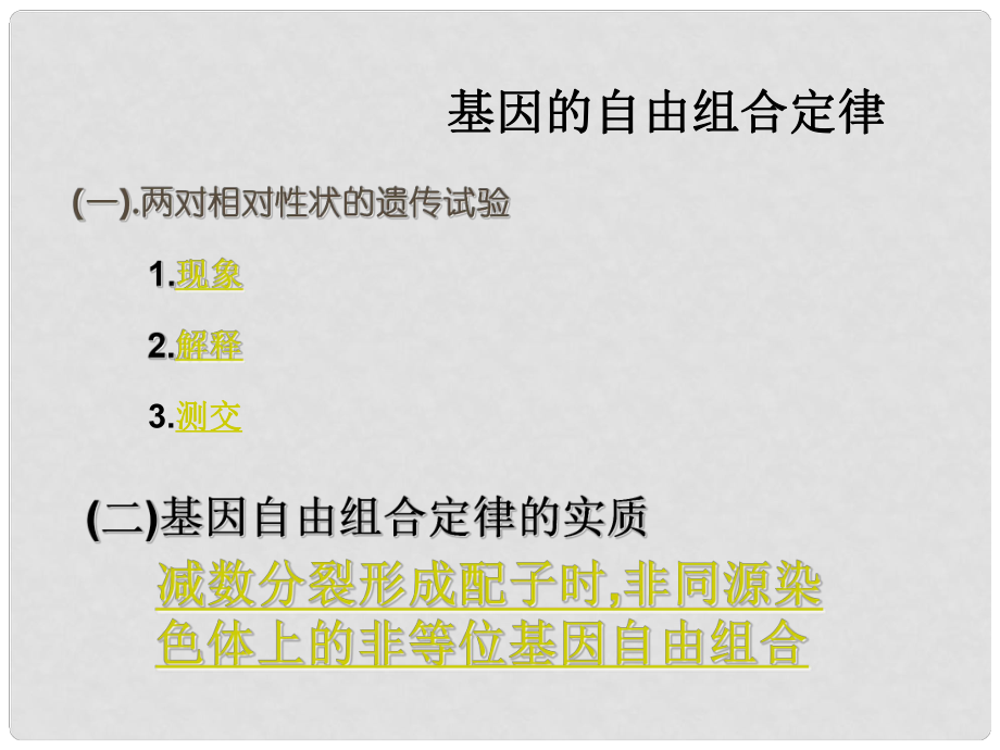 陜西地區(qū)高中生物復(fù)習(xí)資料 孟德爾豌豆雜交實(shí)驗(yàn)二課件 新人教版必修2_第1頁(yè)