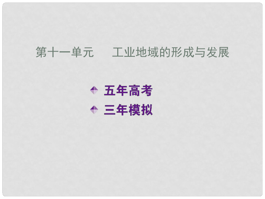 高考地理五年真題三年模擬復習課件 第十一單元 工業(yè)地域的形成與發(fā)展_第1頁