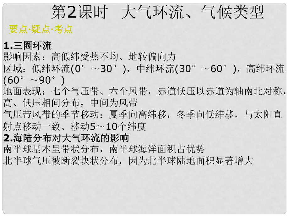 湖南省高中地理 專題二大氣環(huán)境第2課時課件_第1頁