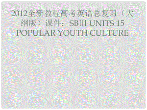 高考英語總復(fù)習(xí) Units 15 Popular youth culture課件 大綱人教版