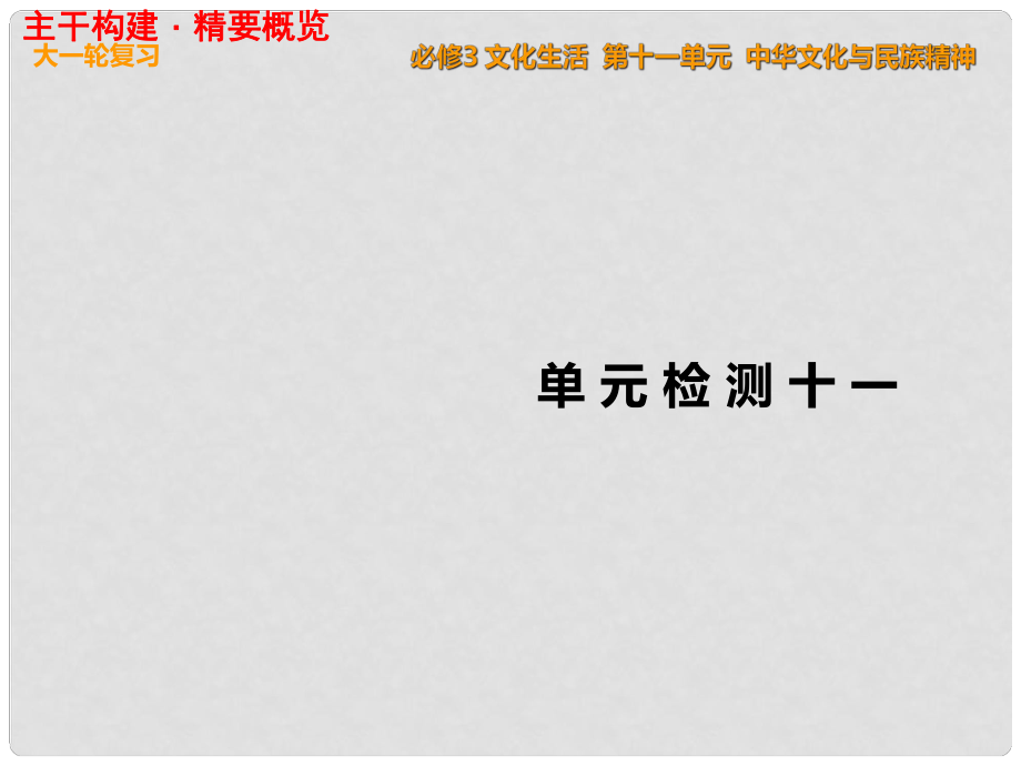 高考政治一輪復(fù)習(xí) 單元檢測(cè)十一 中華文化與民族精神課件 新人教版必修3_第1頁(yè)