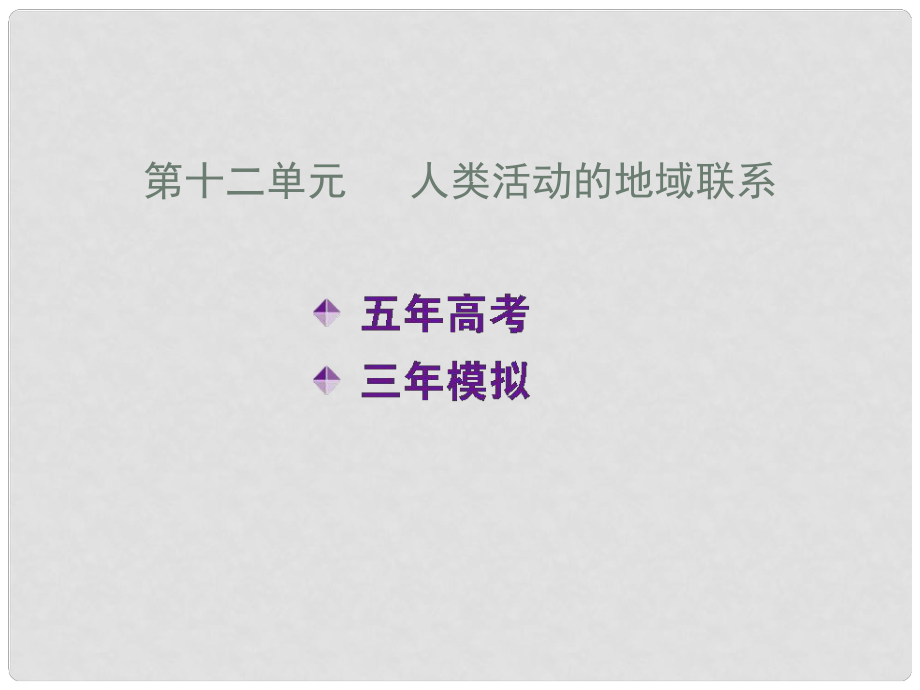 高考地理五年真題三年模擬復(fù)習(xí)課件 第十二單元 人類活動的地域聯(lián)系_第1頁