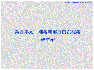 高考化學總復習 專題8 第四單元 難溶電解質的沉淀溶解平衡課件