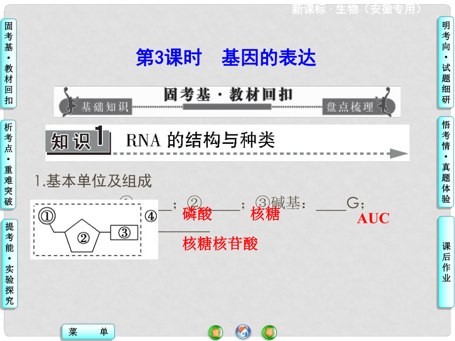 高考生物一輪復(fù)習(xí) 第3、4章 第3課時(shí)基因的表達(dá)課件 新人教版必修2_第1頁