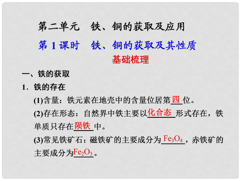 河北省行唐縣高一化學(xué) 專題3 第二單元 鐵 銅的獲取及應(yīng)用 第1課時(shí) 蘇教版_第1頁