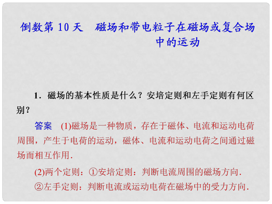 高考物理二輪專題突破 知識(shí)回扣清單倒數(shù)第10天課件_第1頁(yè)