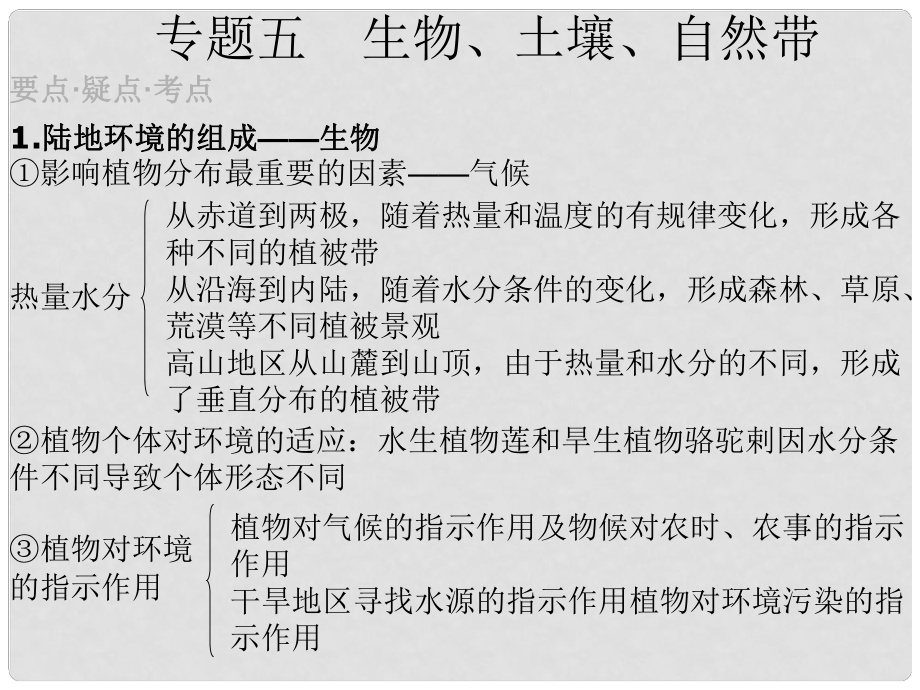 湖南省高中地理 專題五生物、土壤、自然帶課件_第1頁(yè)