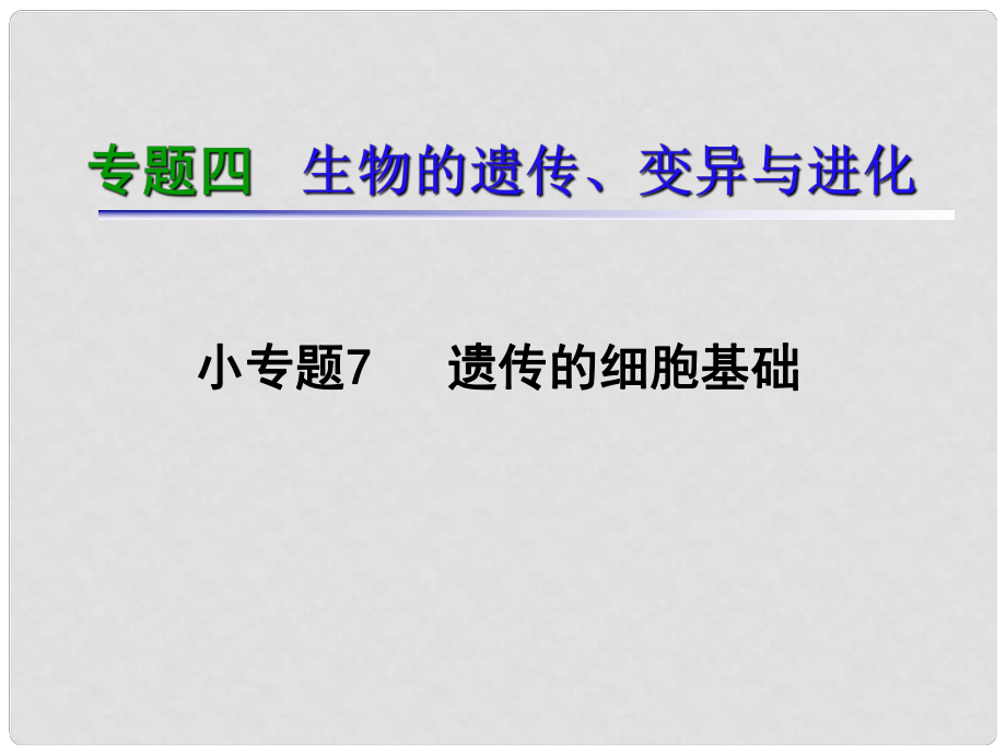 湖南生物復習二輪課件 專題4.7遺傳的細胞基礎(chǔ)_第1頁