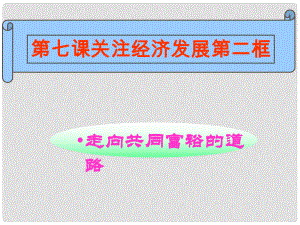 九年級(jí)思品全冊(cè) 第七課 第二框 走向共同富裕的道路課件 新人教版