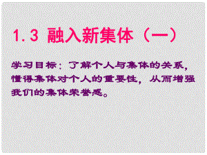 廣東省佛山市中大附中三水實(shí)驗(yàn)中學(xué)七年級政治上冊 1.3 融入新集體課件1 粵教版