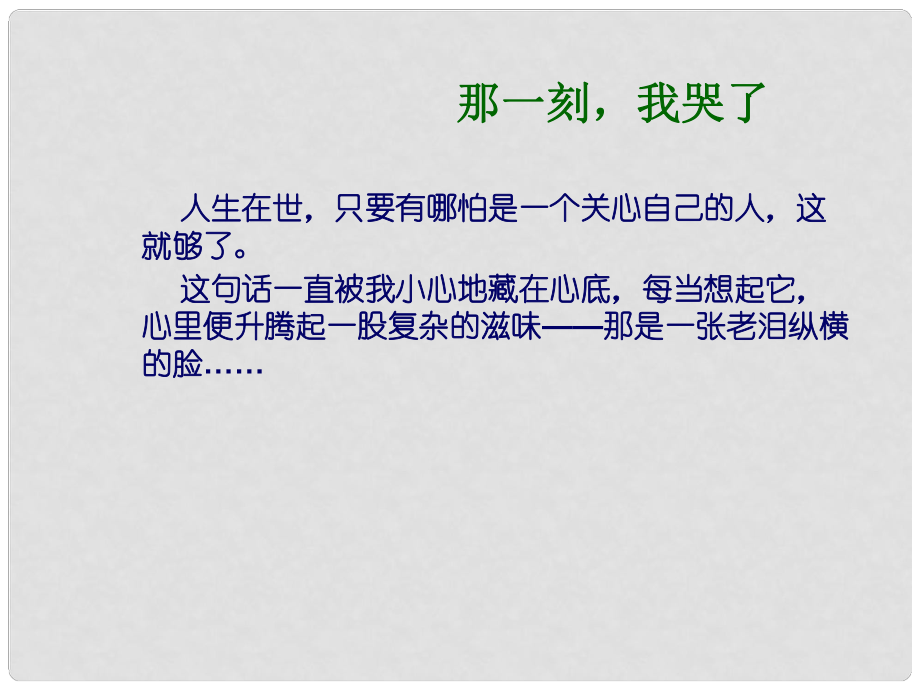 廣東省珠海市斗門區(qū)城東中學(xué)初中語(yǔ)文 那一刻我哭了課件 人教新課標(biāo)版_第1頁(yè)