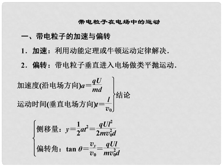 高中物理 專題突破13 帶電粒子在電場中的運(yùn)動(dòng)課件 粵教版選修31_第1頁