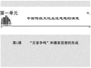 高中歷史 第一單元第1課 “百家爭鳴”和儒家思想的形成同步輔導(dǎo)與檢測課件 新人教版必修3