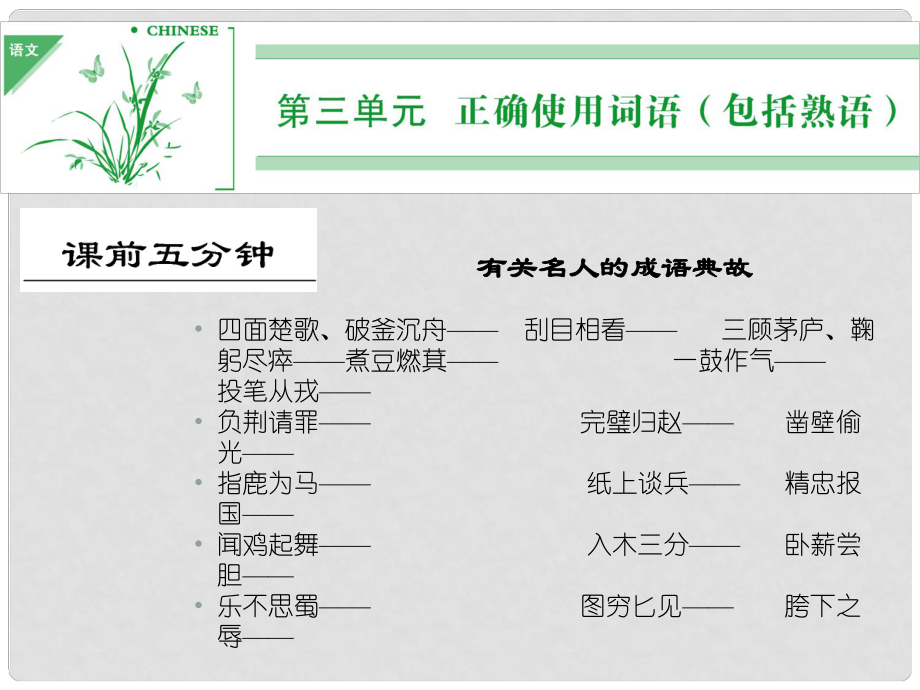 高考語文一輪復(fù)習(xí) 第一部分 第三單元 正確使用詞語（包括熟語）_第1頁